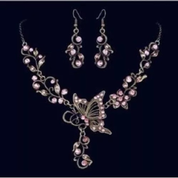 Jewelry | Pink Butterfly Necklace And 
